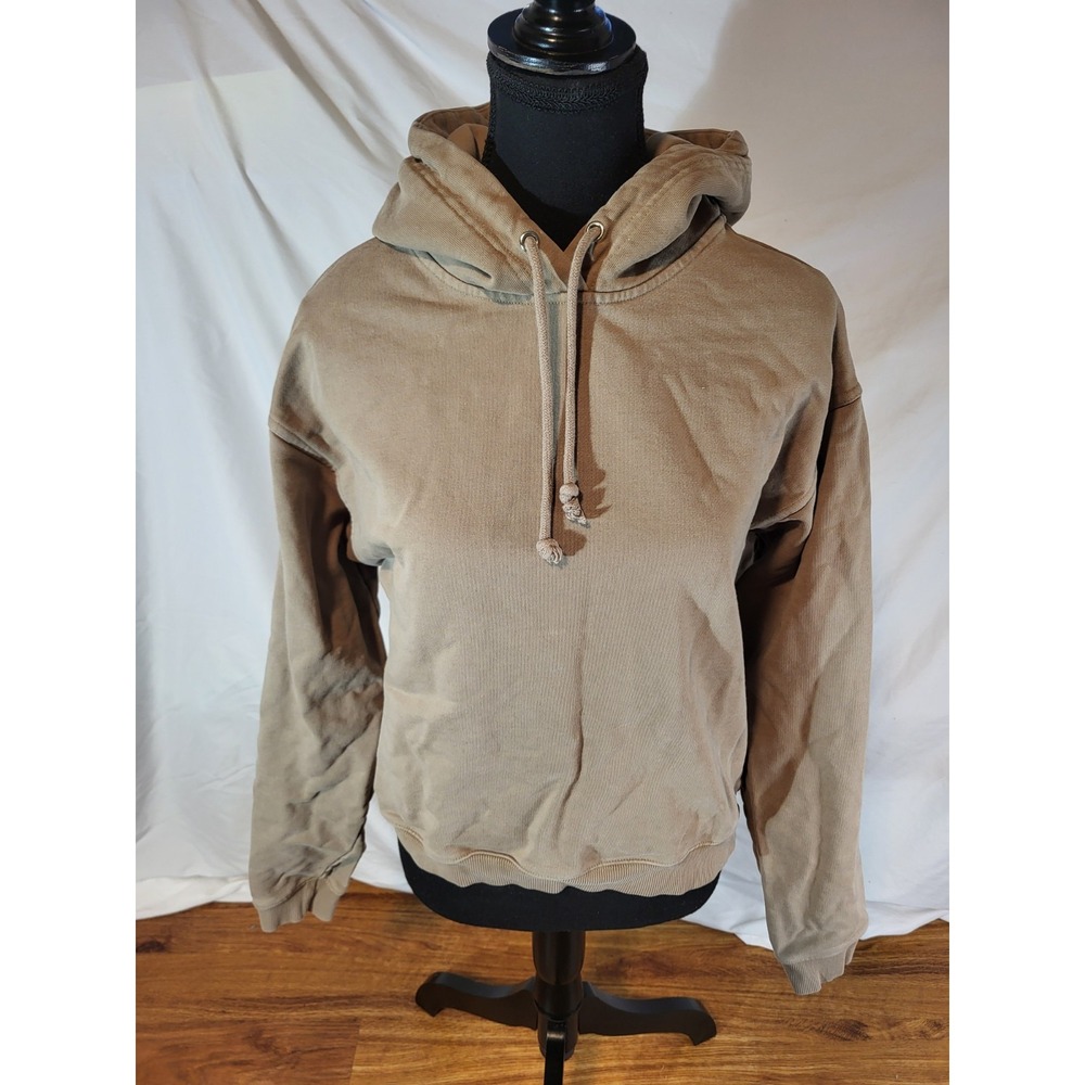 Good‎ American Brown Cropped Hoodie Size 2 Excellent